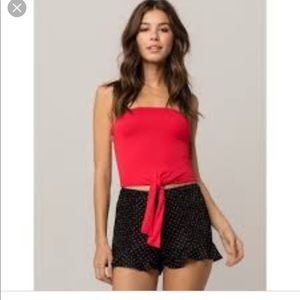 Red tube top crop top